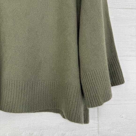 Theory Airy Wool Cashmere Turtleneck Sweater M Olive Oversize Wide Sleeve Luxury - Picture 8 of 16